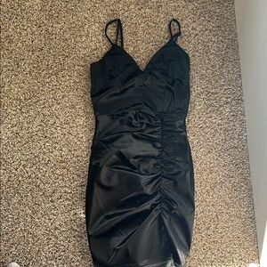 Elegant Black Ruched Dress